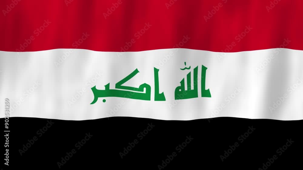 Iraq flag Middle East country animation 3D symbol design waving in wind movement national patriotism world culture emblem banner West Asia red white black Iraq flag Middle East country animation 3D symbol design waving in wind movement national patriotism world culture emblem banner West Asia red white black