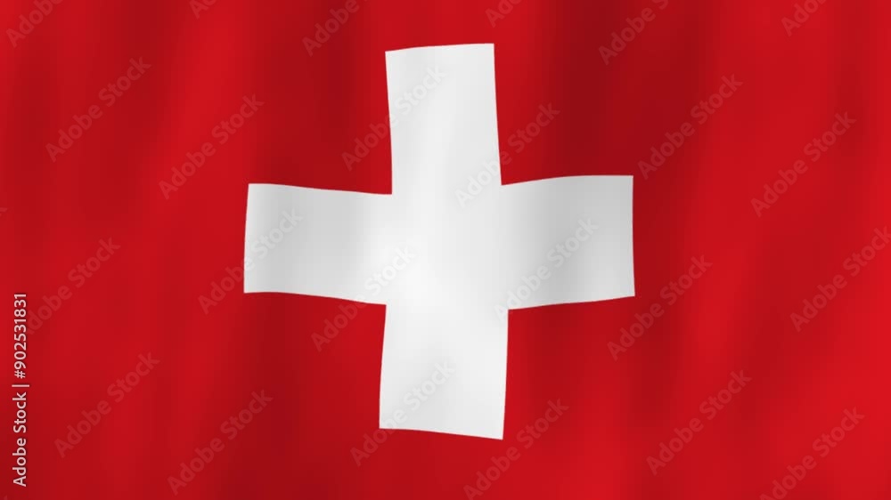 Switzerland flag country animation 3D symbol design waving in wind movement national patriotism world culture emblem banner Europe red white Switzerland flag country animation 3D symbol design waving in wind movement national patriotism world culture emblem banner Europe red white