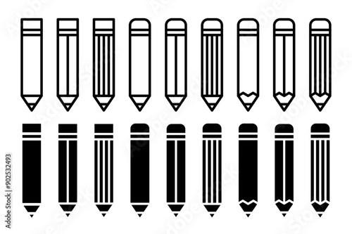 Pencil vector icon set. wooden Pencil symbol collection.