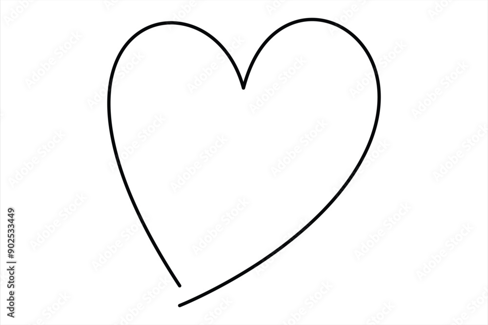 Heart continuous one line art drawing color shape Love sign outline Vector illustration Heart continuous one line art drawing color shape Love sign outline Vector illustration