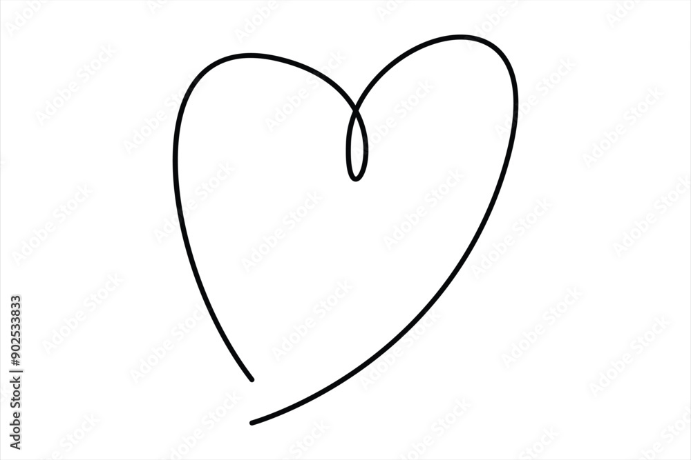Heart continuous one line art drawing color shape Love sign outline Vector illustration Heart continuous one line art drawing color shape Love sign outline Vector illustration
