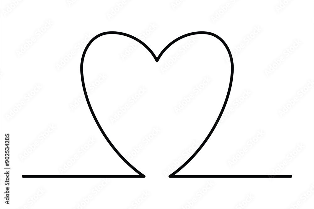 Heart continuous one line art drawing color shape Love sign outline Vector illustration Heart continuous one line art drawing color shape Love sign outline Vector illustration