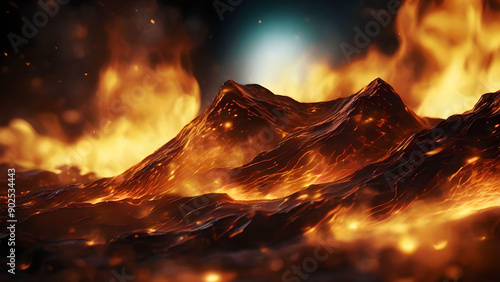 Blazing Ocean Abstract Fire Waves in Motion