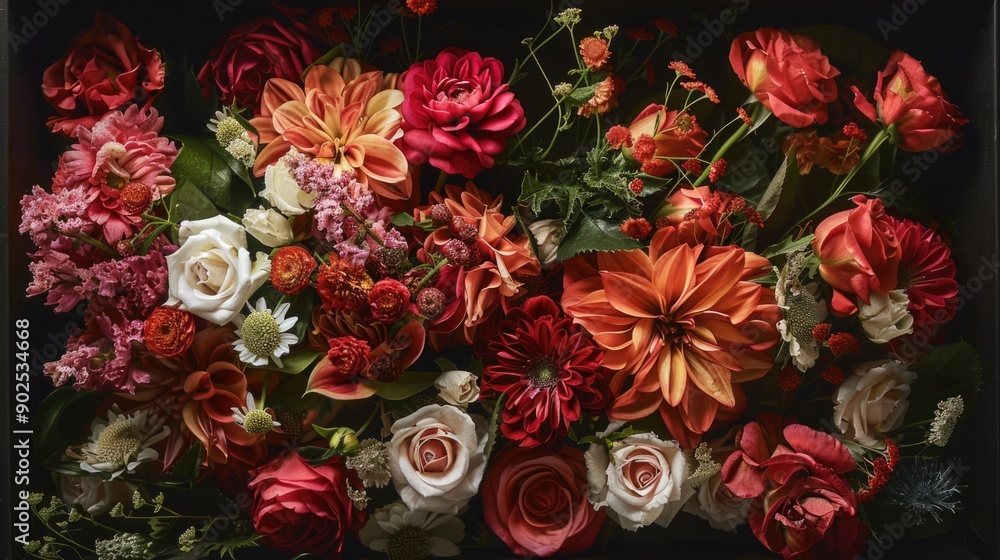 Fresh bouquet of mixed flowers arranged on a wooden table Fresh bouquet of mixed flowers arranged on a wooden table