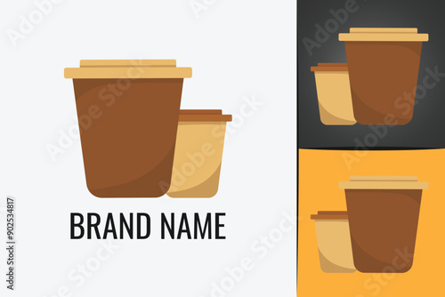 Hot coffee takeaway paper cup. Paper cup logo template. Takeaway concept. Disposable tea cup