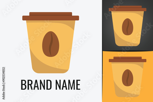 Hot coffee takeaway paper cup. Paper cup logo template. Takeaway concept. Disposable tea cup