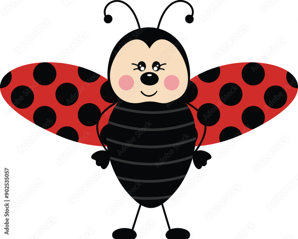 Obraz premium Friendly ladybug standing isolated on white