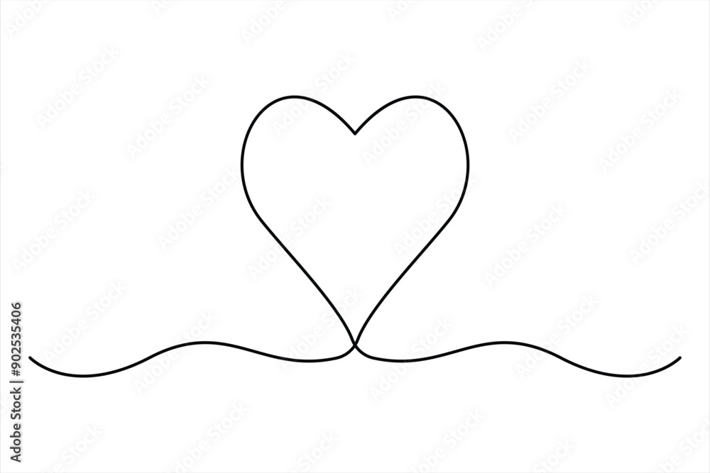 Heart continuous one line art drawing color shape Love sign outline Vector illustration Heart continuous one line art drawing color shape Love sign outline Vector illustration