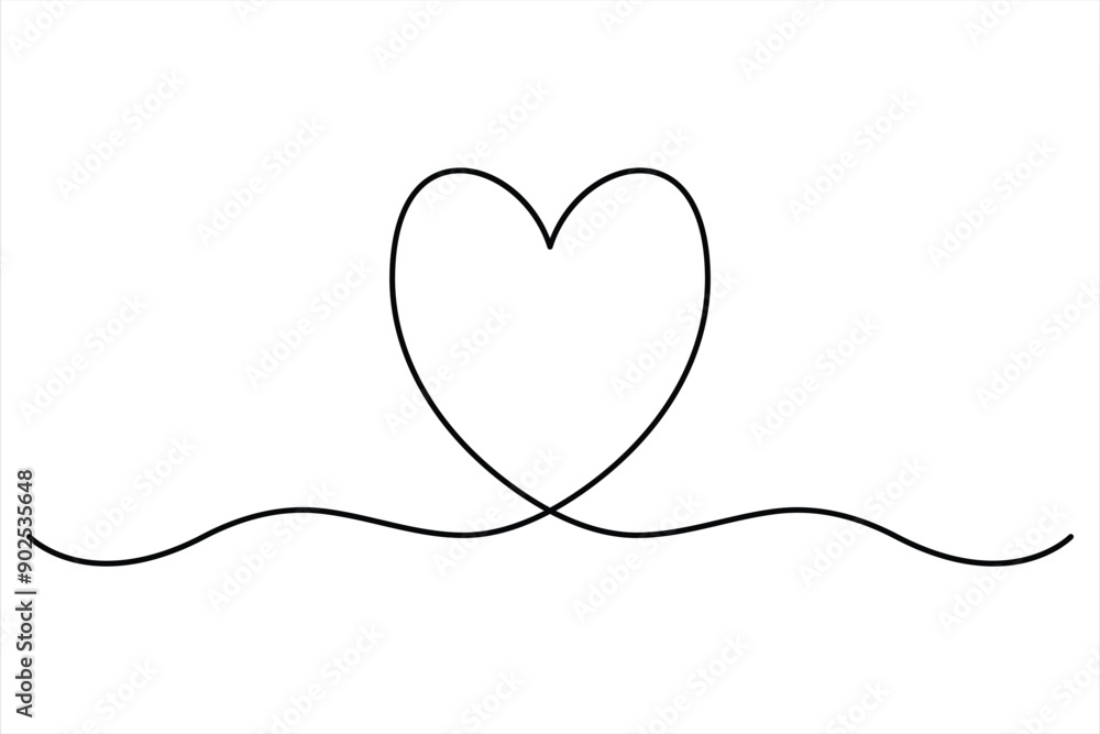 Heart continuous one line art drawing color shape Love sign outline Vector illustration Heart continuous one line art drawing color shape Love sign outline Vector illustration