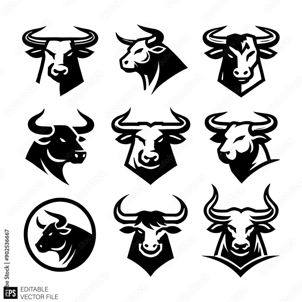 bull head logo black and white clip art silhouette vector graphic design bull head logo black and white clip art silhouette vector graphic design