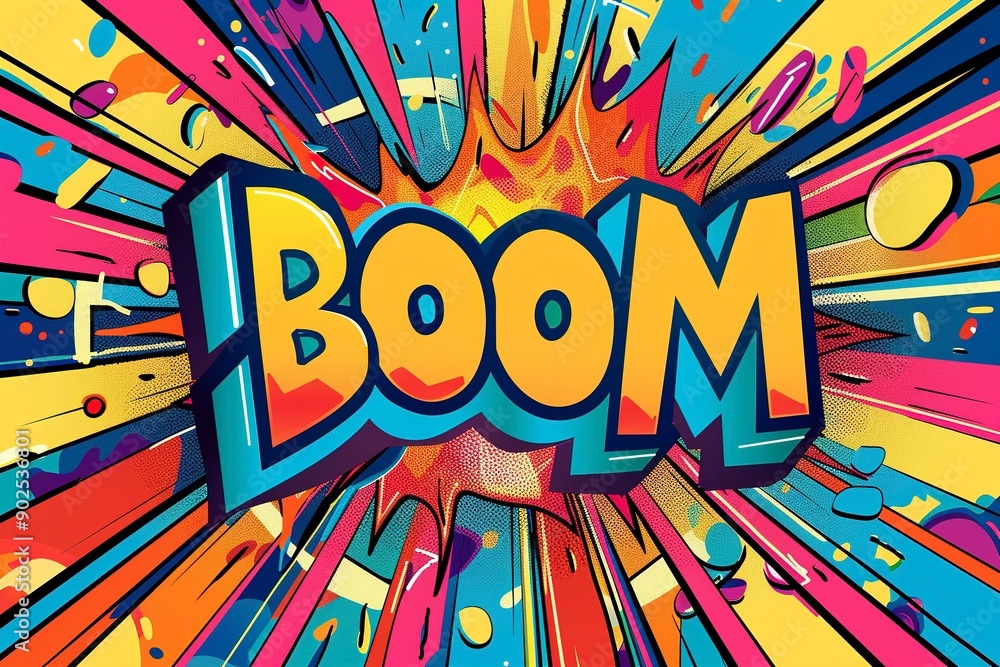 Pop art style Boom sign Pop art style Boom sign