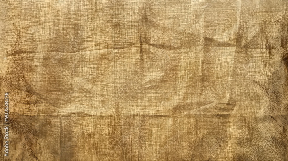 Creased and Stained Tan Fabric Texture
