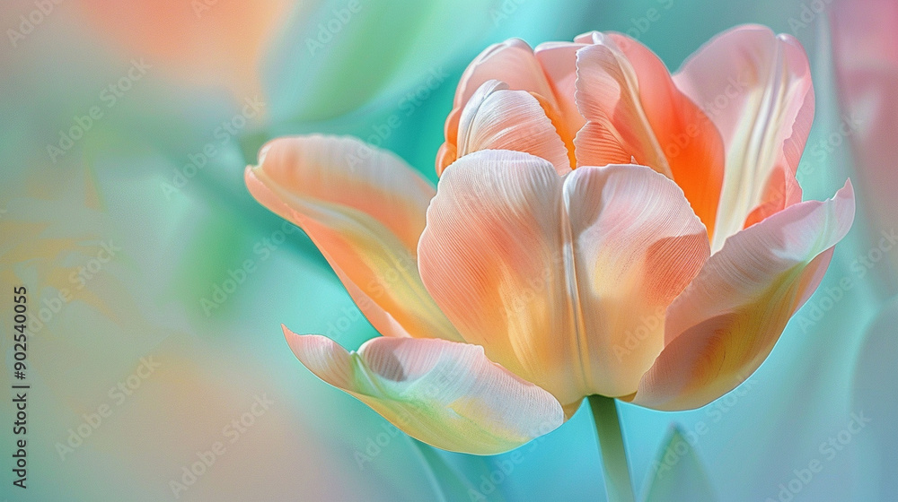 Fototapeta premium Close-up of a tulip with abstract, blended colors and soft lighting