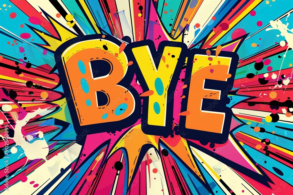 Pop art style Bye sign Pop art style Bye sign