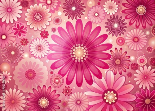 Pink retro flowers background for your design © Sirinporn