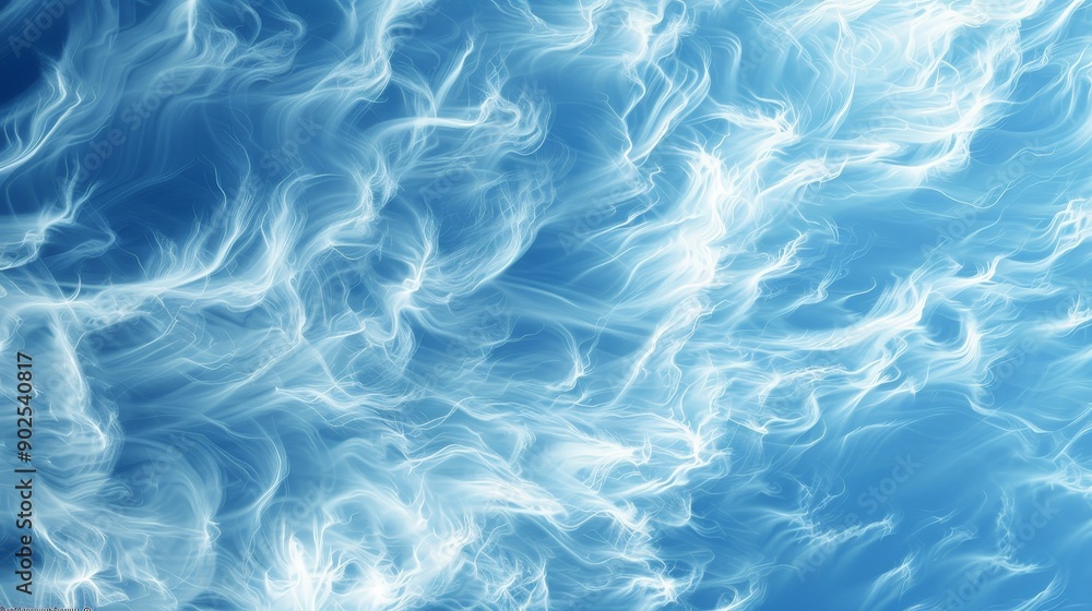 Soft, cloud-like texture with fluffy, white patterns on a blue Soft, cloud-like texture with fluffy, white patterns on a blue