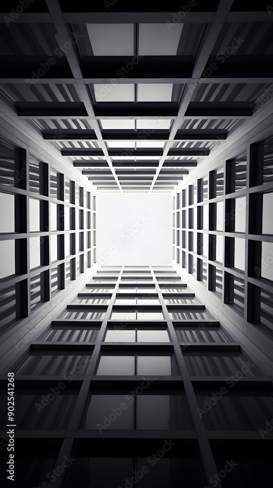 Obraz premium Digital business black and white city structure abstract graphic poster background with generative