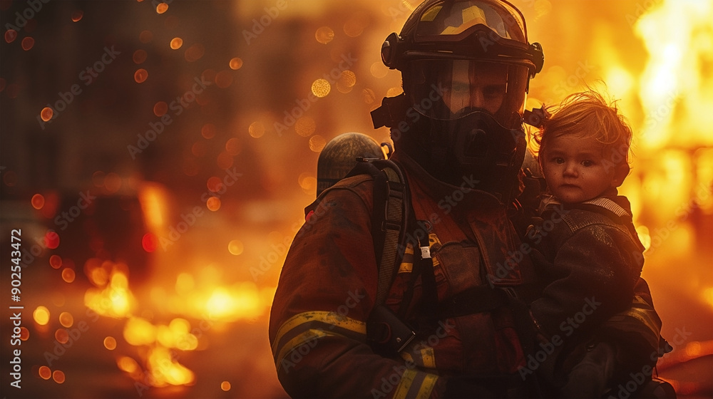 A group of firefighters in full protective gear and helmets respond to an emergency inside a smoke-filled building. A group of firefighters in full protective gear and helmets respond to an emergency inside a smoke-filled building.