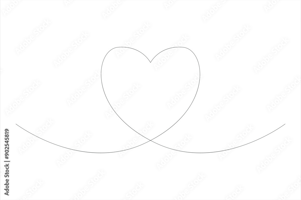 Heart continuous one line art drawing color shape Love sign outline Vector illustration Heart continuous one line art drawing color shape Love sign outline Vector illustration