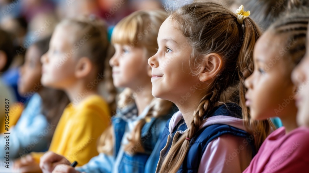 Engaged and Happy Children Attentively Participating in a Classroom Lesson, Demonstrating Enthusiasm and Focus in an Educational Setting Engaged and Happy Children Attentively Participating in a Classroom Lesson, Demonstrating Enthusiasm and Focus in an Educational Setting
