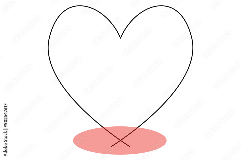 Heart continuous one line art drawing color shape Love sign outline Vector illustration Heart continuous one line art drawing color shape Love sign outline Vector illustration
