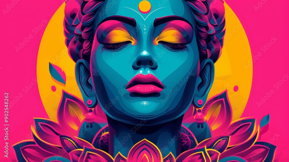 Lakshmi depicted in colorful pop art - Hindu goddess of wealth, prosperity Lakshmi depicted in colorful pop art - Hindu goddess of wealth, prosperity