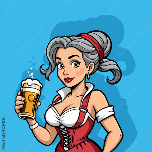 donna bavarese che beve birra 02