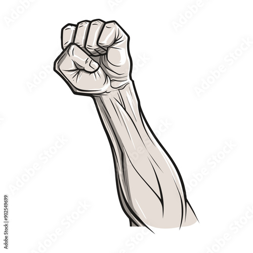 Vector illustration of a fist raised in solidarity and strength.