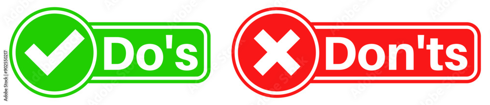 Obraz premium Do or dont set vector. positive and negative symbol labels stickers template design vector illustration