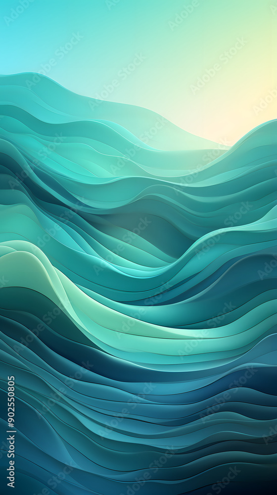 Fototapeta premium Digital technology minimalist gradient landscape abstract graphic poster background with generative