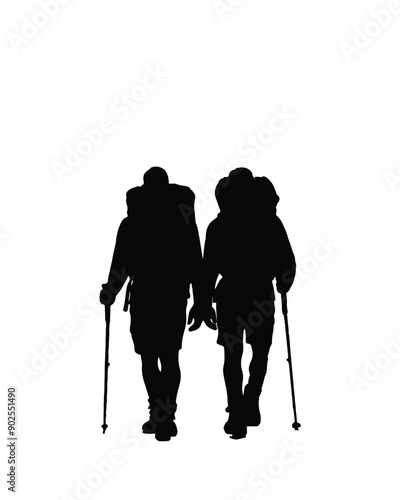  hiking mans silhouettes white background