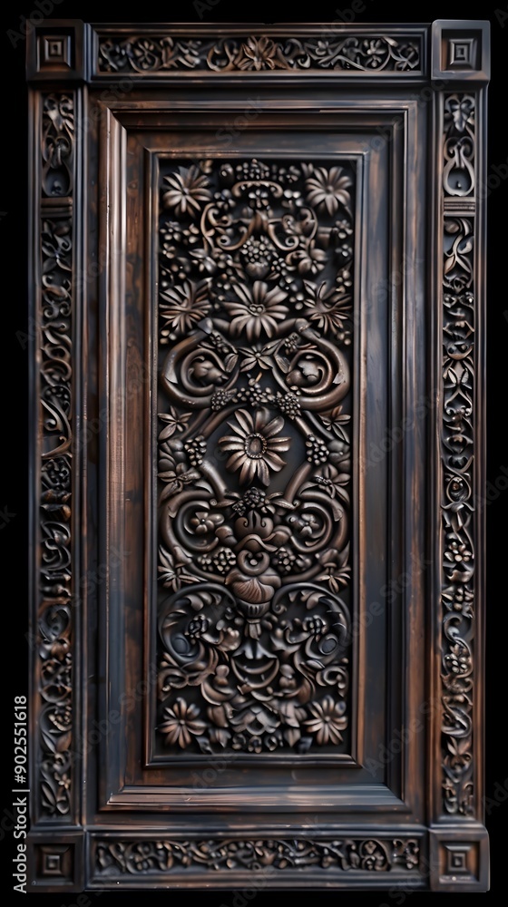 Intricately Carved Teak Wood Frame with a Rich Dark Finish for Elegant Interior Decor or Photography Backdrop Intricately Carved Teak Wood Frame with a Rich Dark Finish for Elegant Interior Decor or Photography Backdrop