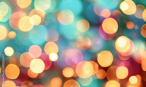 abstract bokeh background with colorful lights and blurred circles for festive, holiday, and celebration designs