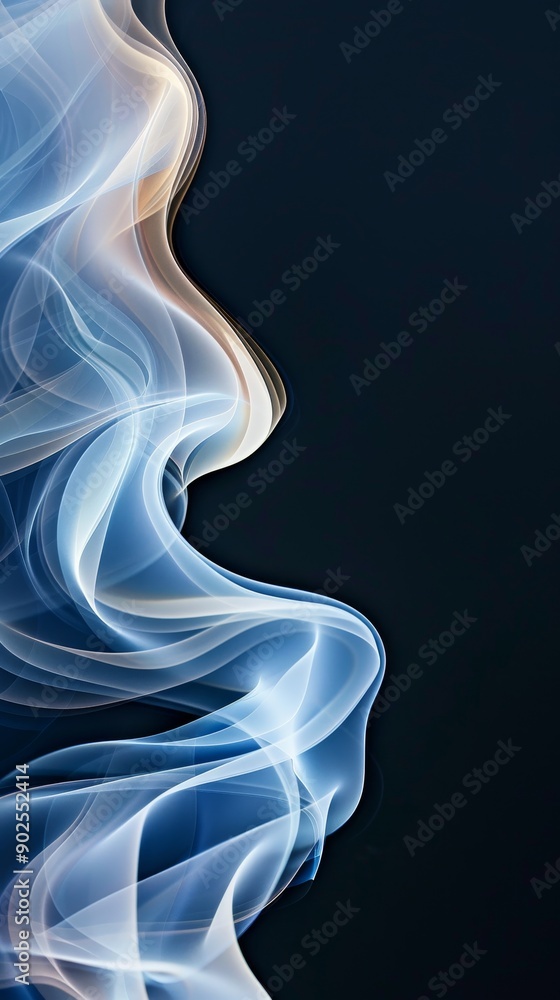 abstract smoke swirls in blue and white on a dark background - artistic design element for branding and marketing abstract smoke swirls in blue and white on a dark background - artistic design element for branding and marketing
