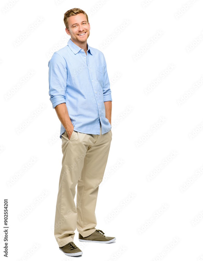 Business, man and portrait with confidence in studio for company, ambition and happy in job. Smile, professional and male person with pride in work for career, positivity and joy on white background Business, man and portrait with confidence in studio for company, ambition and happy in job. Smile, professional and male person with pride in work for career, positivity and joy on white background