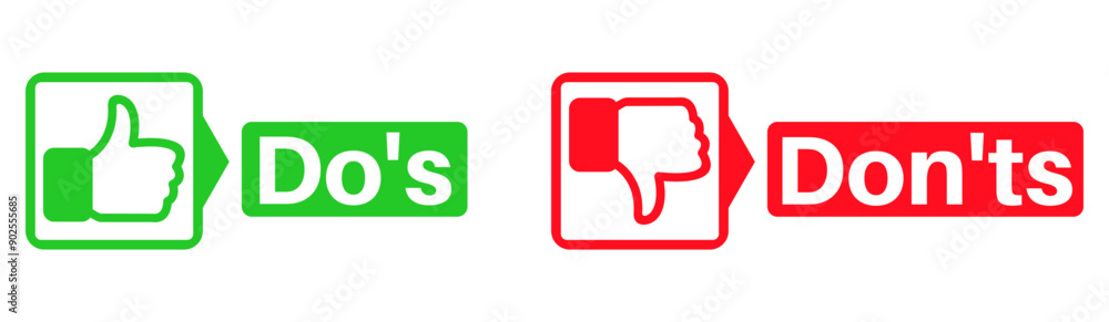 set Do's and don'ts symbol icon. Positive and negative choice sign sticker design vector illustration set Do's and don'ts symbol icon. Positive and negative choice sign sticker design vector illustration