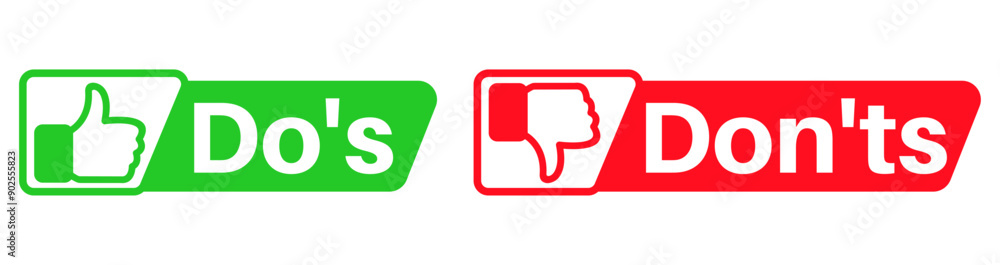 set  Do's and don'ts symbol icon. Positive and negative choice sign sticker design vector illustration
