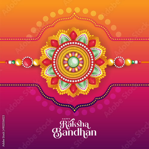 Happy Raksha Bandhan Festival Background Template With Creative Rakhi Illustration