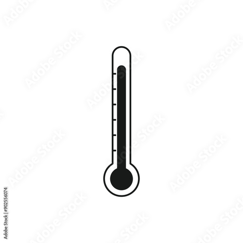 Thermometer reaching high temperatures isolated on white. Vector illustration