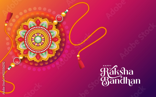 Happy Raksha Bandhan Festival Background Template With Creative Rakhi Illustration