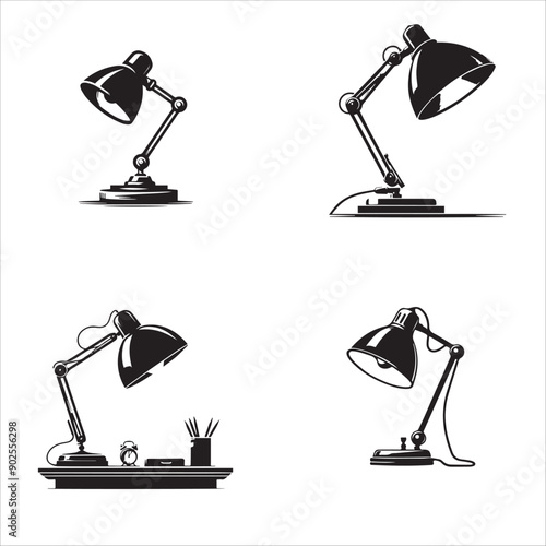 silhouette of Desk Lamp on clean vector isolated on white background 
 