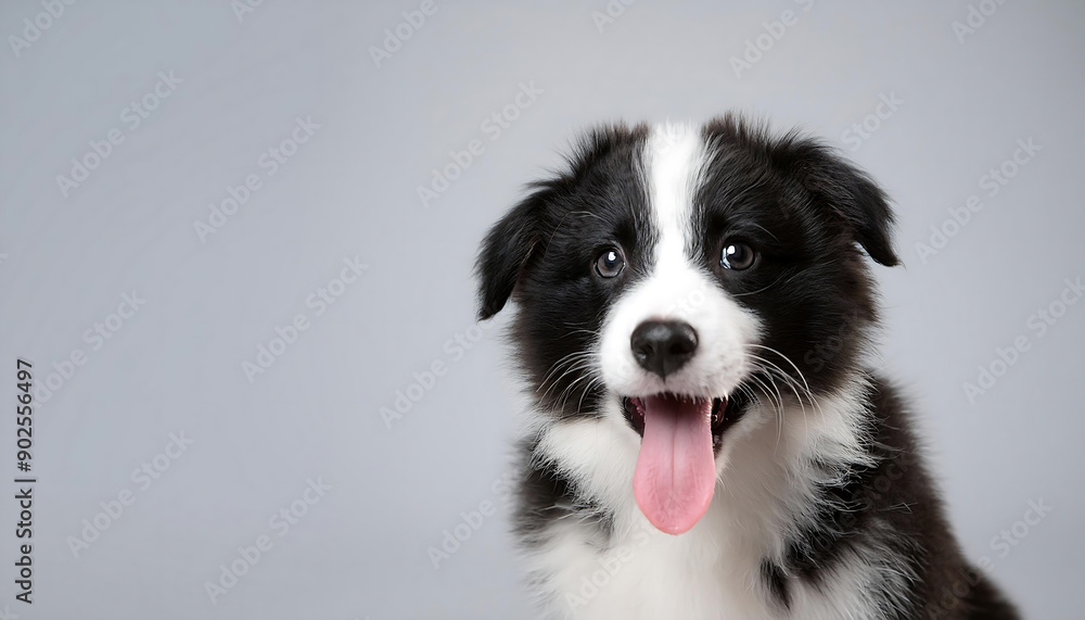 Adorable Border Collie Puppy Sticking Out Tongue Adorable Border Collie Puppy Sticking Out Tongue