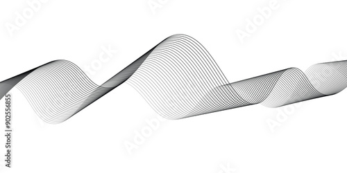 Black white abstract background wavy line. Vector illustration.