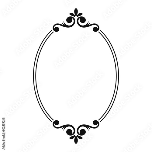 Oval Ornamental frame vector border	
