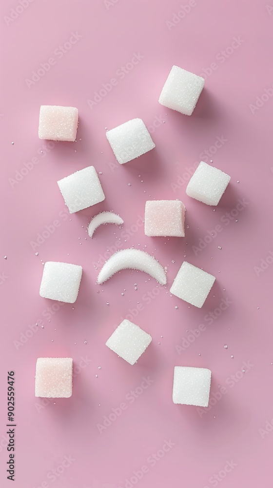 Arrangement of Sugar Cubes on a Pink Surface Summoning Sweetness Arrangement of Sugar Cubes on a Pink Surface Summoning Sweetness