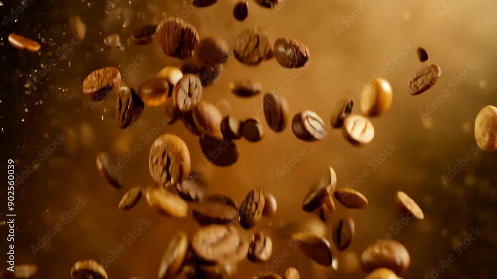 Super Slow Motion Shot of Ground flying coffe beans Super Slow Motion Shot of Ground flying coffe beans