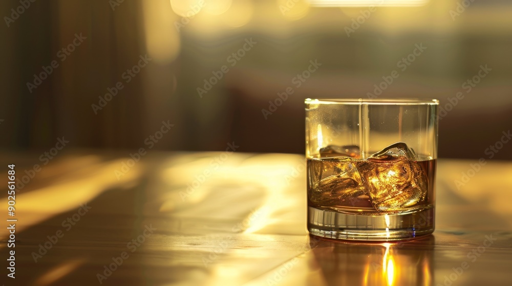 Glass glass with alcohol on the table Glass glass with alcohol on the table