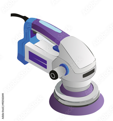 Tool car detailing polishing or grinding machine. Vector equipment for profis industry. 