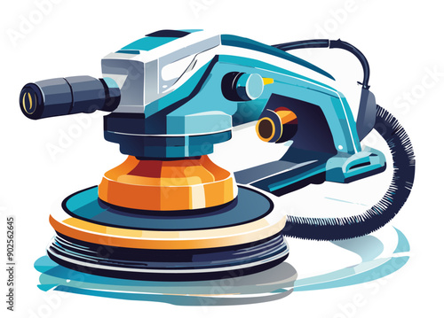 Tool car detailing polishing or grinding machine. Vector equipment for profis industry. 