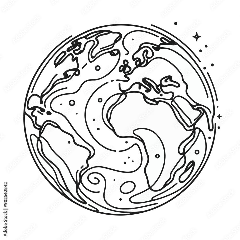 continuous earth line art drawing. continuous earth line art drawing.